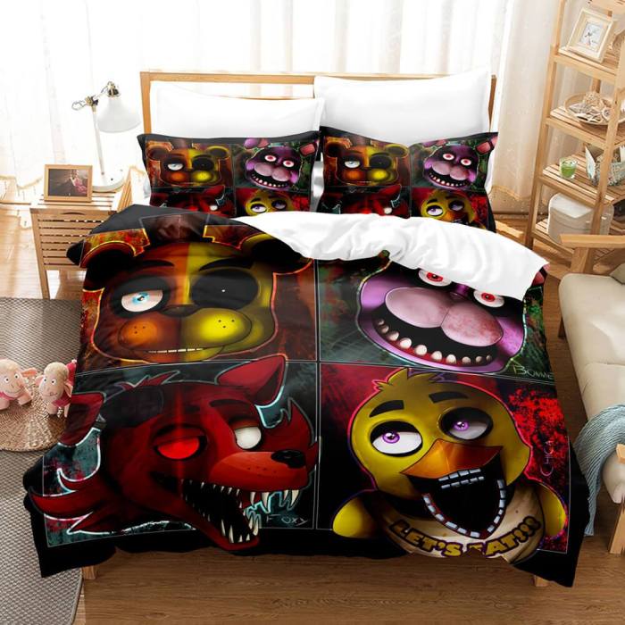 Five Nights At Freddy'S Cosplay Bedding Set Duvet Cover Comforter Bed Sheets