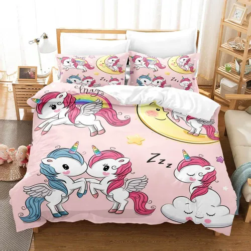 Cute Kids Girls Unicorn Bedding Set Duvet Covers Comforter Bed Sheets