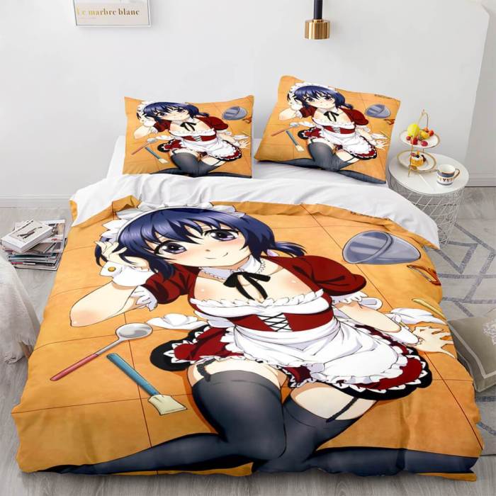 Japan Maid Cute Loli Cosplay Bedding Set Quilt Duvet Covers Bed Sheets