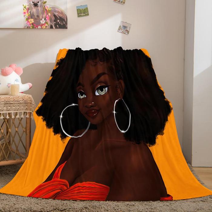 Black African Girl Flannel Blanket Throw Blanket Comforter Bed Sets