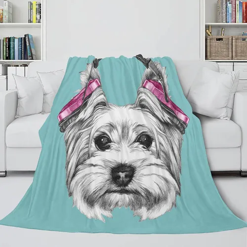 Pet Puppy Dog Flannel Blanket Comforter Bedding Sets For All Seasons