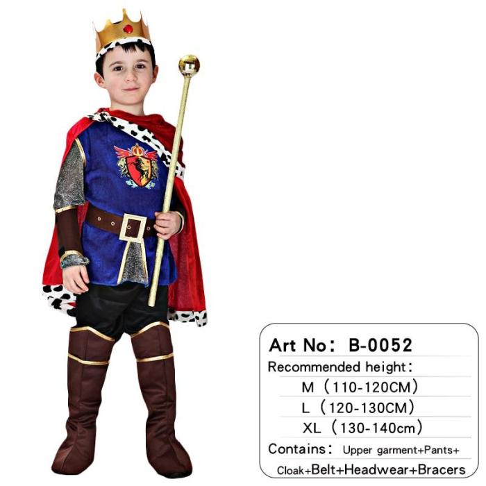 Halloween King Prince With Crown Belt Cape Shoes Cover Cosplay Costume Birthday Party Children Boys Girls Christmas Cosplay