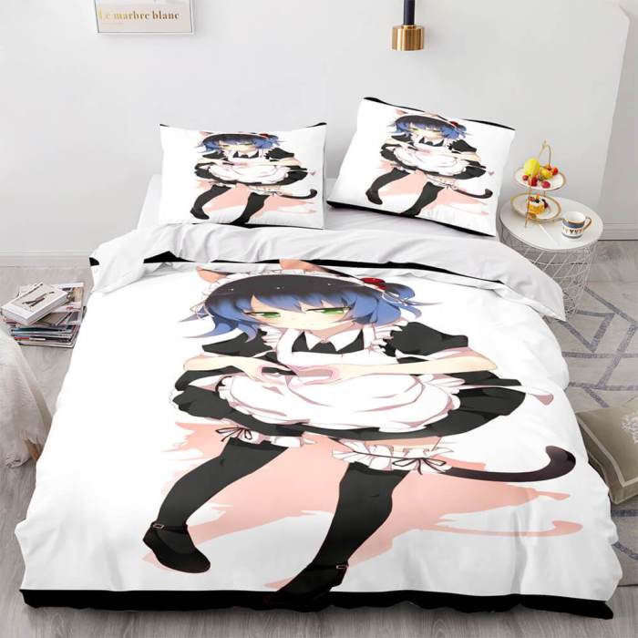 Japan Sexy Lady Maid Cosplay Bedding Set Quilt Duvet Covers Bed Sheets