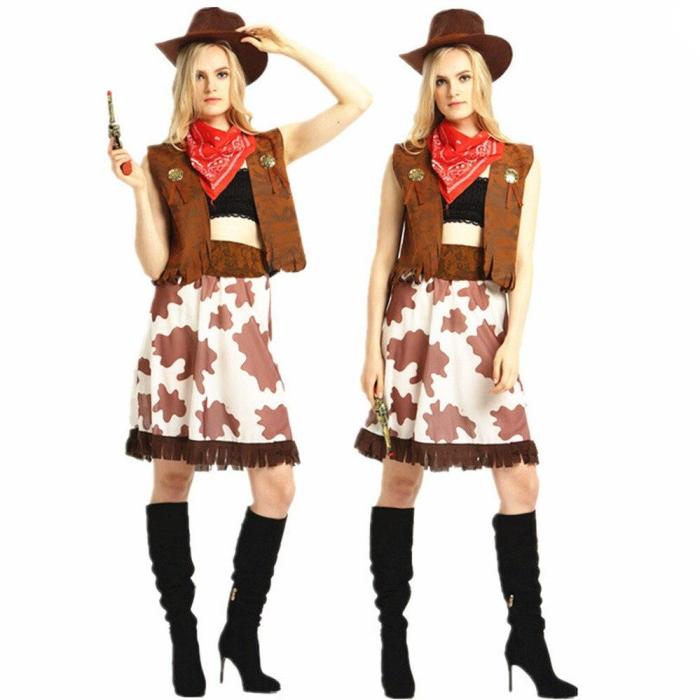 Adult/Children Halloween A Fancy Party Cowboy Costume,Cowgirl Cosplay Western Dress Suit Carnival Adult And Kids Costumes