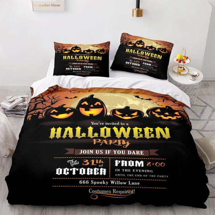 Halloween Decor Bedding Set Duvet Cover Comforter Bed Sheets