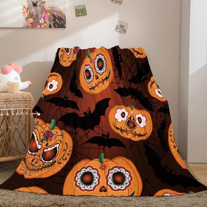 Halloween Pumpkin Flannel Fleece Throw Cosplay Blanket Comforter Sets