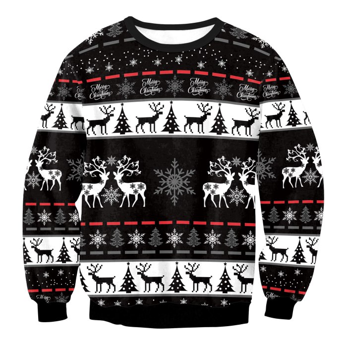 Fashion Ugly Christmas Sweater Men Women Round Neck Holiday Xmas 3D Funny Christmas Elk Printing Pullover Tops