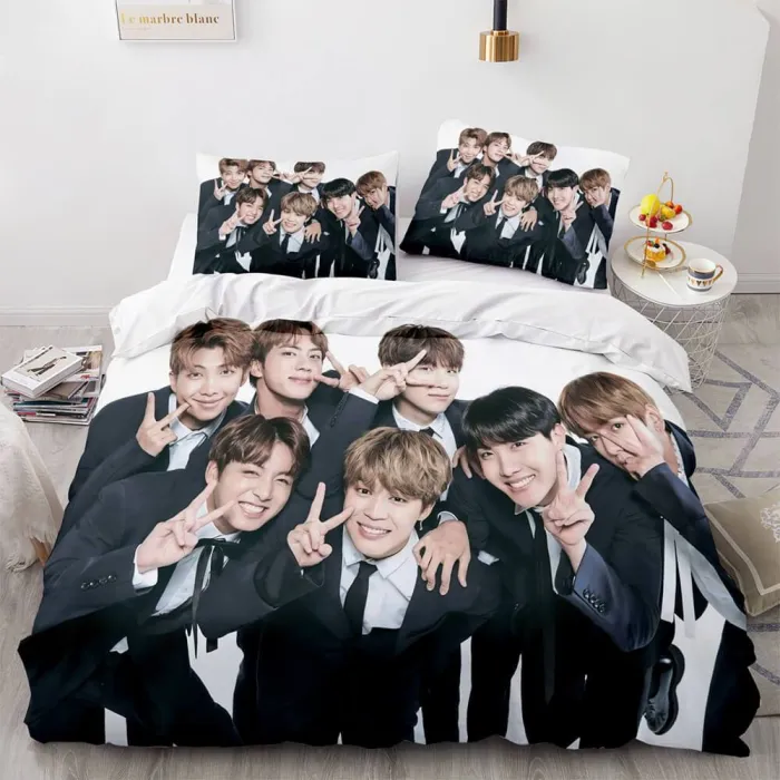 Bts Team Cosplay 3 Piece Bedding Set Duvet Covers Comforter Bed Sheets