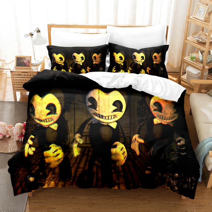 3-Piece Bendy And The Ink Machine Bedding Set Duvet Cover Bed Sheets