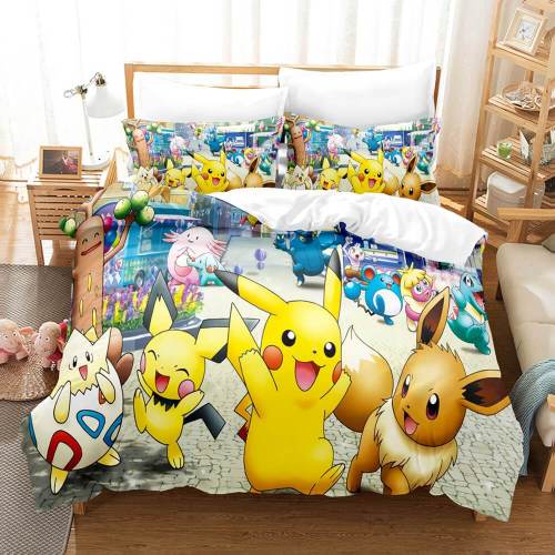 Pokemon Pikachu Cosplay Comforter Bedding Sets Duvet Covers Bed Sheets