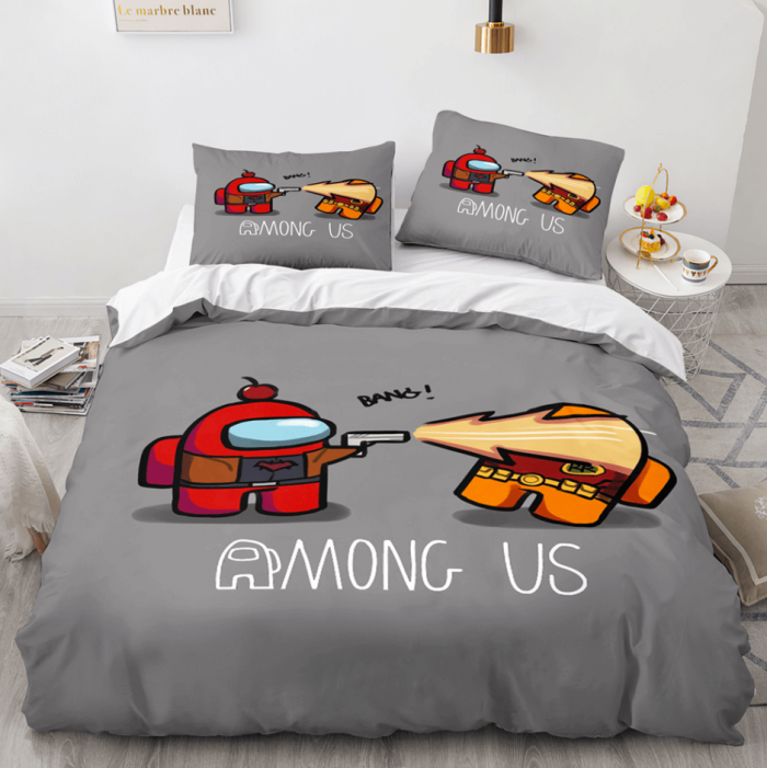 Among Us Cosplay 3 Piece Comforter Bedding Sets Duvet Cover Bed Sheets