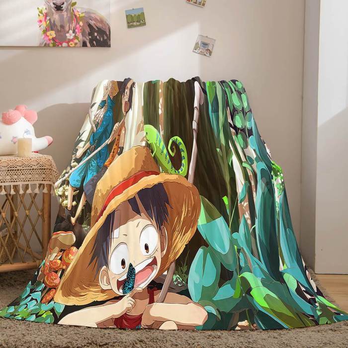 One Piece Cosplay Soft Flannel Fleece Throw Blanket Comforter Sets