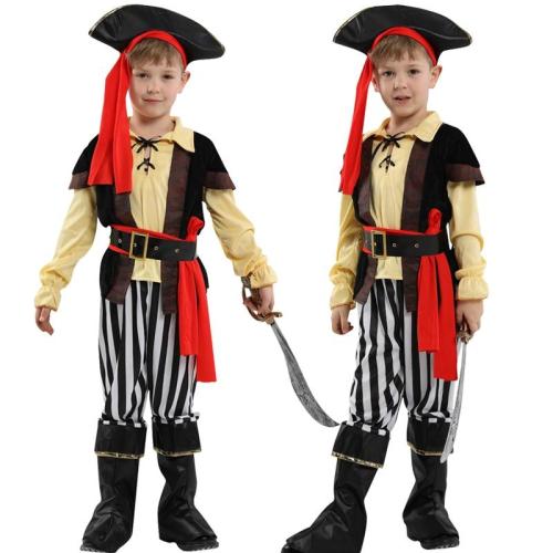 Halloween Kids Pirates Costume Children'S Day Hat Shoes Cover Headwear Costumes Cosplay For Boys Girls No Weapon