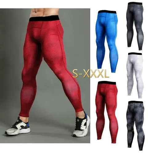 Men'S Sport Running Pants Tights Compression Pants Men Fitness Leggings Tights Workout Quick Dry Breathable Long Pants
