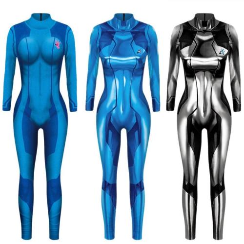 Megatroid&Samus Samus Aran Metroid Zero Suit Cosplay Metroid Costume Lycra Spandex Metroid Fusion Game Zentai Catsuit Bodysuit