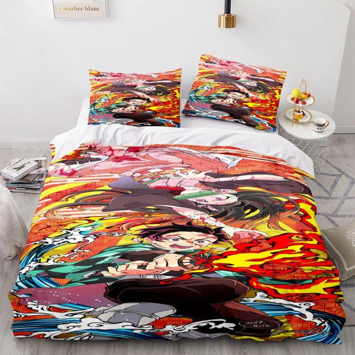 Demon Slayer Cosplay Bedding Set Duvet Covers Comforter Bed Sheets