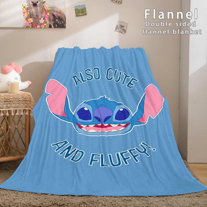 Stitch Flannel Blanket Warm Cozy Bed Blankets Soft Throw Blanket