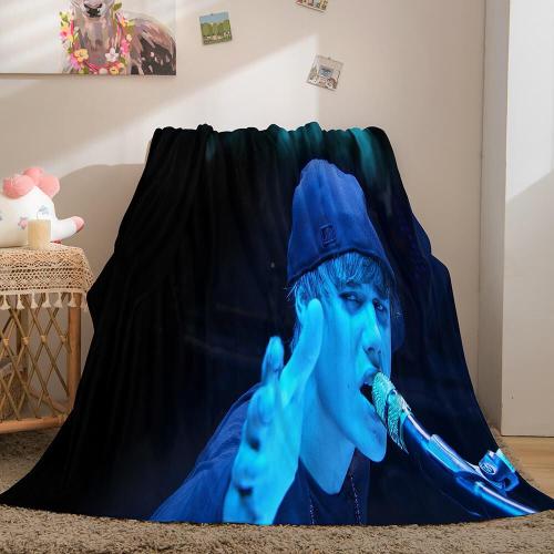 Singer Justin Bieber Flannel Fleece Throw Blanket Comforter Set