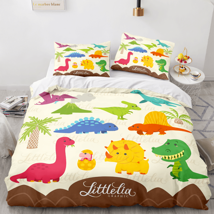 Cartoon Dinosaur Cosplay 3 Piece Bedding Sets Duvet Covers Bed Sheets