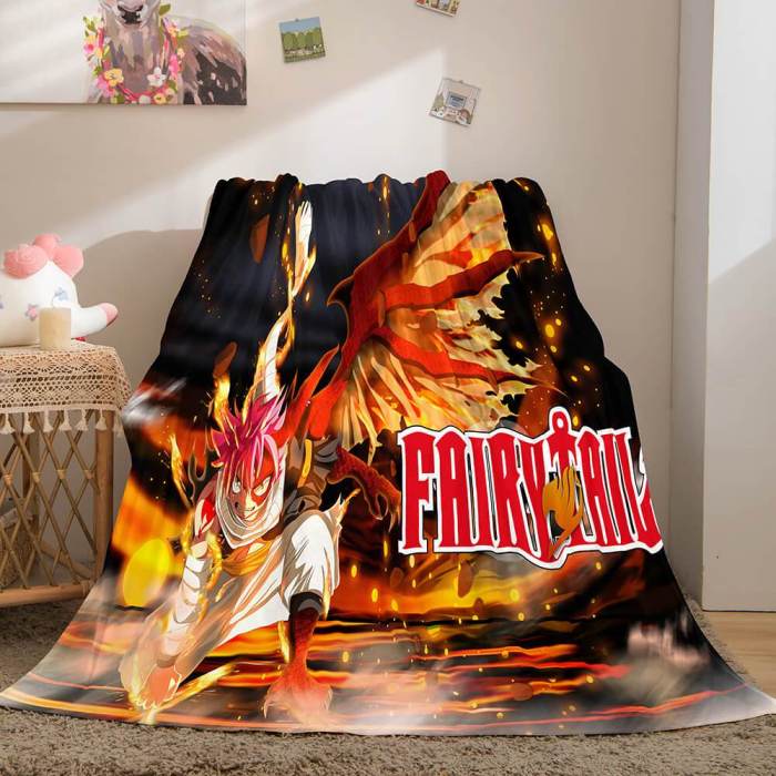 Anime Fairy Tail Flannel Caroset Throw Cosplay Blanket Comforter Set
