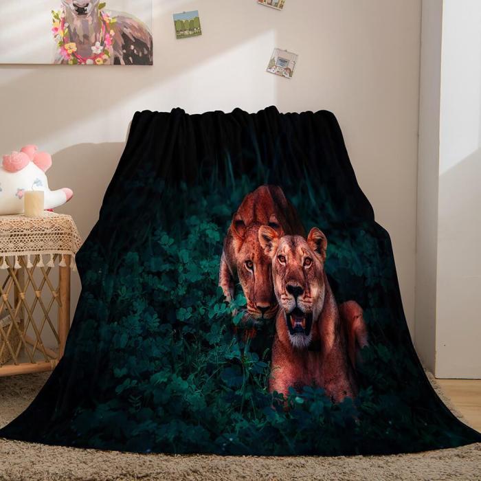 Fiercely Lion Flannel Blanket Comforter Bedding Sets Bed Blanket