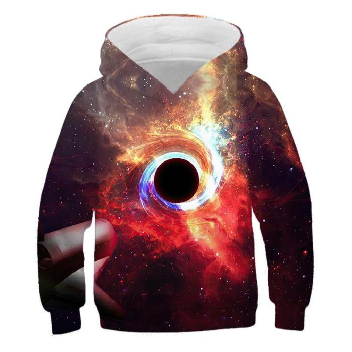 Children Black Hole Galaxy Serise Hoodies Hooded Boy Girl Hat 3D Sweatshirts Print Colorful Kids Fashion Pullovers Clothes Tops