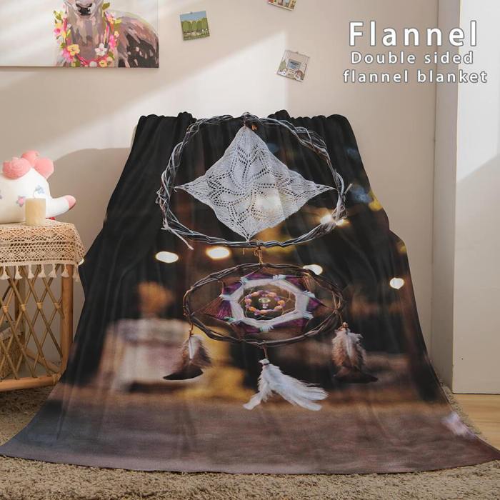Magical Dream Catcher Flannel Fleece Reversible Sherpa Throw Blanket