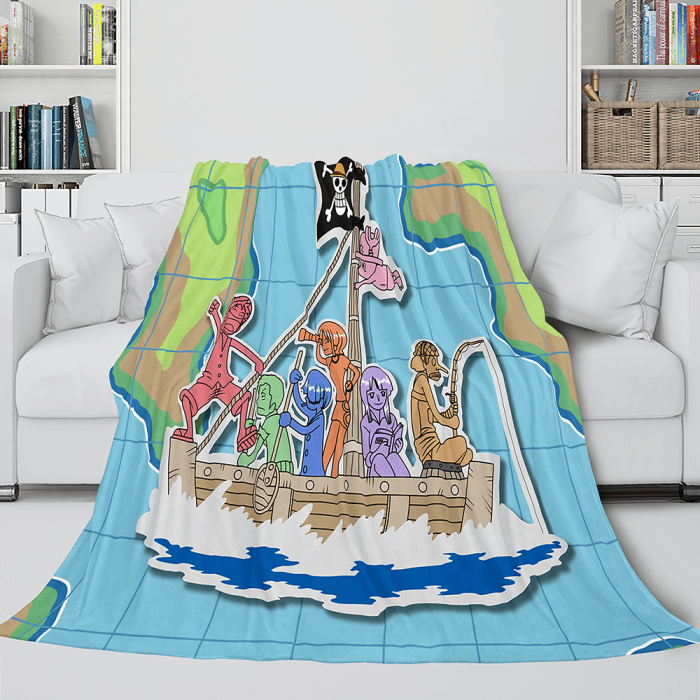 Anime One Piece Straw Hat Pirates Super Soft Flannel Throw Bed Blanket