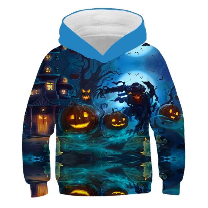 Happy Halloween 3D Printed Hoodies Boys Girls Cool Sweatshirts Hoodie Kids Fashion Children'S Clothes Tops 4T-14T Baby Sweaters