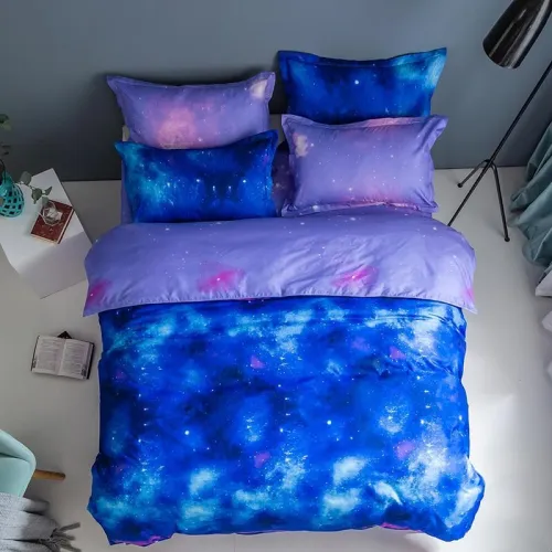 3-Piece Galaxy Sky Bedding Set Duvet Covers Comforter Bed Sheets