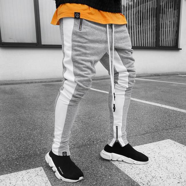 Men'S Casual Pants Ankle-Length Elastic Strap Patchwork Jogger Sports Fitness Sweatpants Long Pants