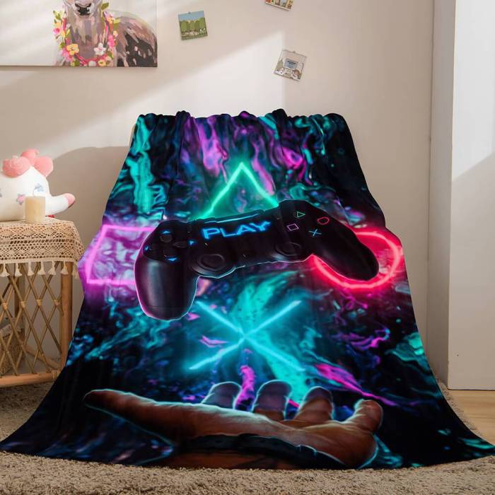 Gamepad Flannel Blanket Fleece Throw Blanket Wrap Nap Bedding Sets