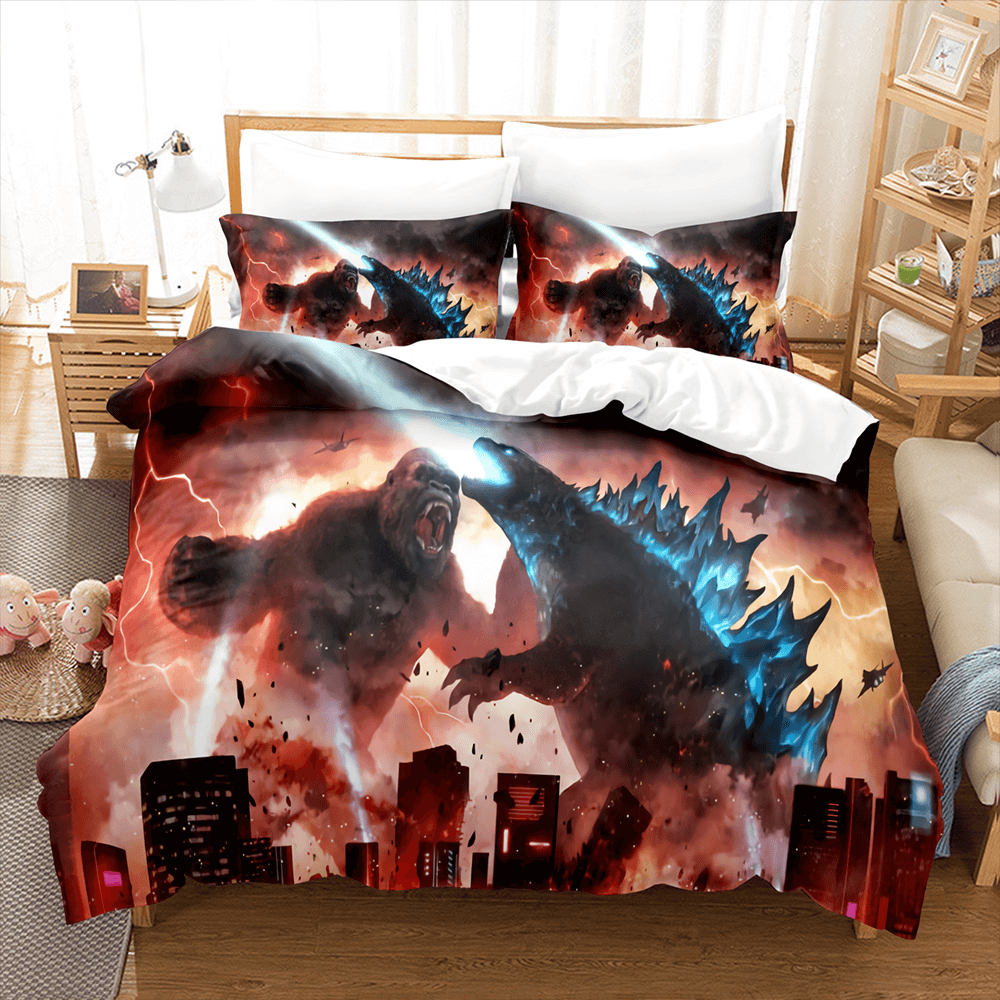 US 29.88 King Kong Vs Godzilla Comforter Bedding Set Duvet Covers