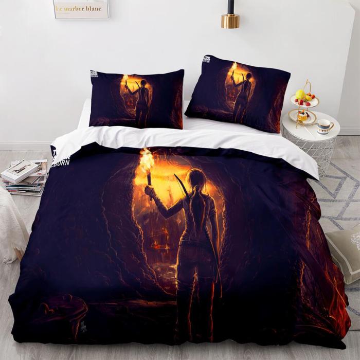 Game Tomb Raider Cosplay 3 Piece Bedding Sets Duvet Covers Bed Sheets