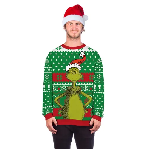 Unisex 3D Print Funny Ugly Christmas Sweater Round Neck Xmas Pullover Hoodie Sweater Men Women Autumn Winter Plus Size Clothing