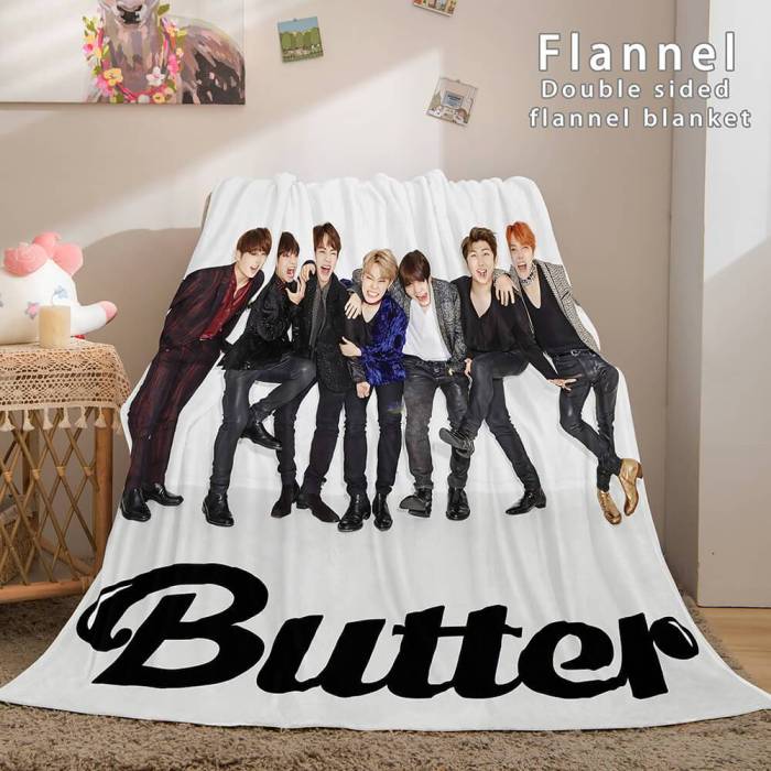 Bts Butter Cosplay Flannel Blanket Throw Comforter Bedding Sets