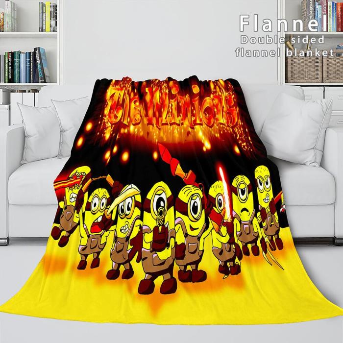 Cute Minions Cosplay Flannel Blanket Throw Comforter Bedding Blanket Sets