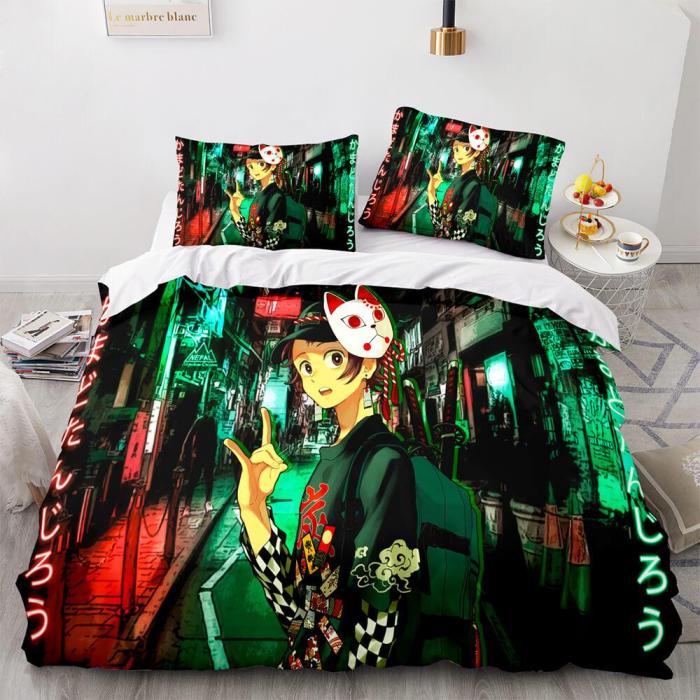 Demon Slayer Cosplay Bedding Set Duvet Cover Comforter Bed Sheets