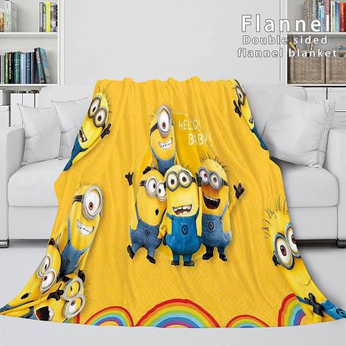 Cute Minions Cosplay Flannel Blanket Throw Comforter Bedding Blanket Sets