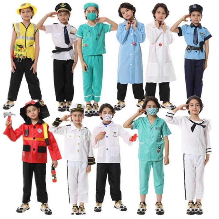 Boy Girl  Profession Cosplay Multi Career Doctor /Judge/Vet Pilot/ Fireman /Policemen/Kid For Halloween/ Carnival Party Costume