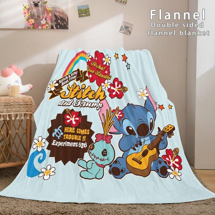 Stitch Cosplay Flannel Throw Blanket Micro Fleece Plush Blanket