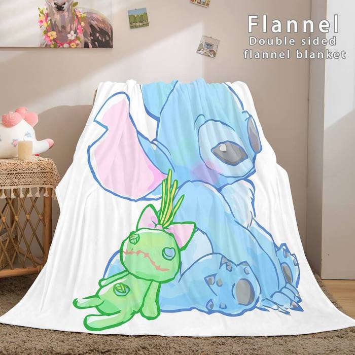 Stitch Flannel Blanket Warm Cozy Bed Blankets Soft Throw Blanket