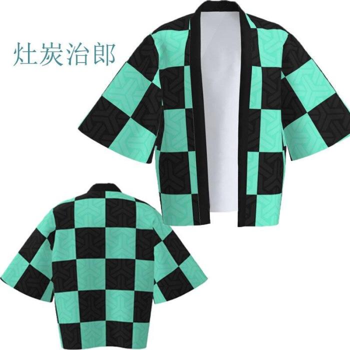 Anime Demon Slayer Kimetsu No Yaiba Tanjiro Kamado Cosplay Cape Costume Men Kimono Plus Size Jackets Halloween Party