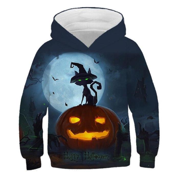 Baby Boy Cartoon Halloween Pumpkin 3D Print Girls Cute Hoodies Children'S Clothing Kids Holiday Autumn Pullovers Outfits