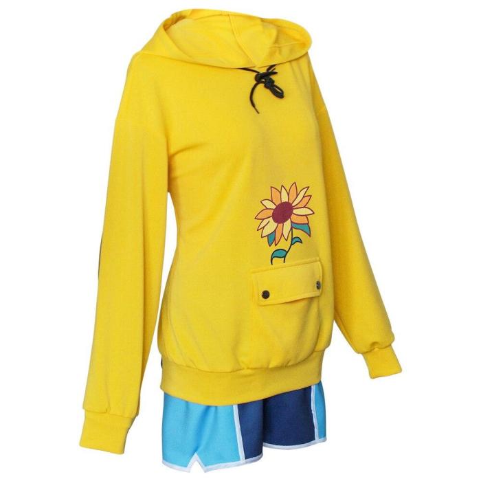Anime Cosplay Wonder Egg Priority Ohto Ai Hoodie Pullover Costumes Yellow Sweatshirt Shorts Wig Sock Hairpin Suit