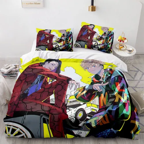Tokyo Revengers Cosplay 3 Piece Bedding Set Duvet Cover Bed Sheets
