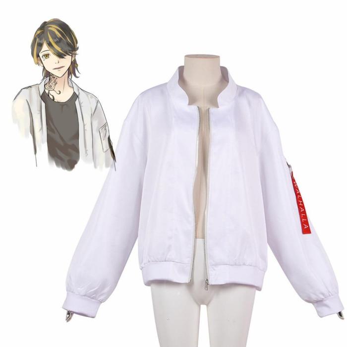 Anime Tokyo Revengers Kazutora Hanemiya White Coat Valhalla Uniform Baseball Coat Mikey Draken Cosplay Costumes