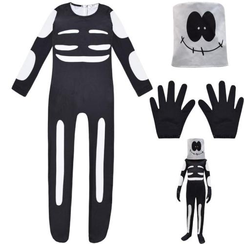 Anime Friday Night Funkin Cute Spooky Month Skid Pump Cosplay Costume Kids Boys Halloween Jumpsuit Mask Skeleton Skull Clothes