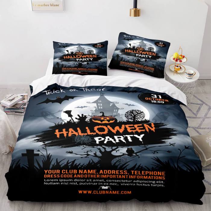 Halloween Decor Bedding Set Duvet Cover Comforter Bed Sheets