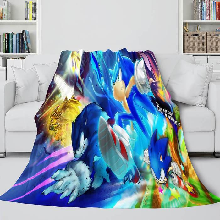Sonic The Hedgehog Flannel Throw Cosplay Blanket Comforter Set